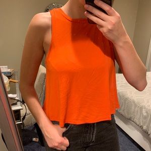 Orange open back tank